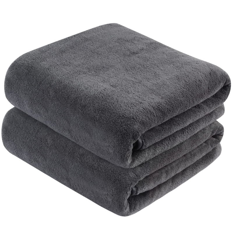 KinHwa Microfiber Bath Towels Large Bathroom Towel Absorbent Shower Towels Soft Bath Towel Large Size for Women Men Ideal for Spa, Swimming, Pool Dark Gray (2, Grey, 30x60 inch) - Image 1